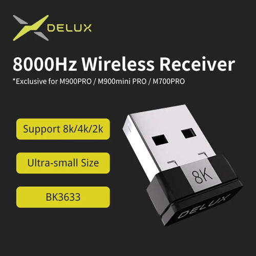 Delux 8K Wireless Receiver - 0.125ms Response for M900 Pro / M900 Mini / M700 Pro