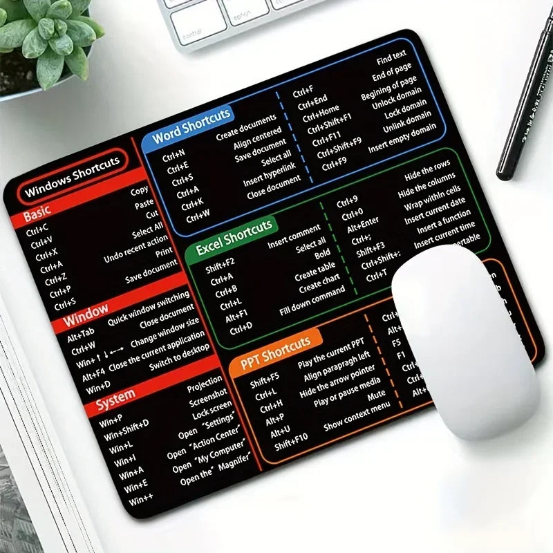 Mousepad De Oficina Con Atajos Teclado Office - 22x18 cm