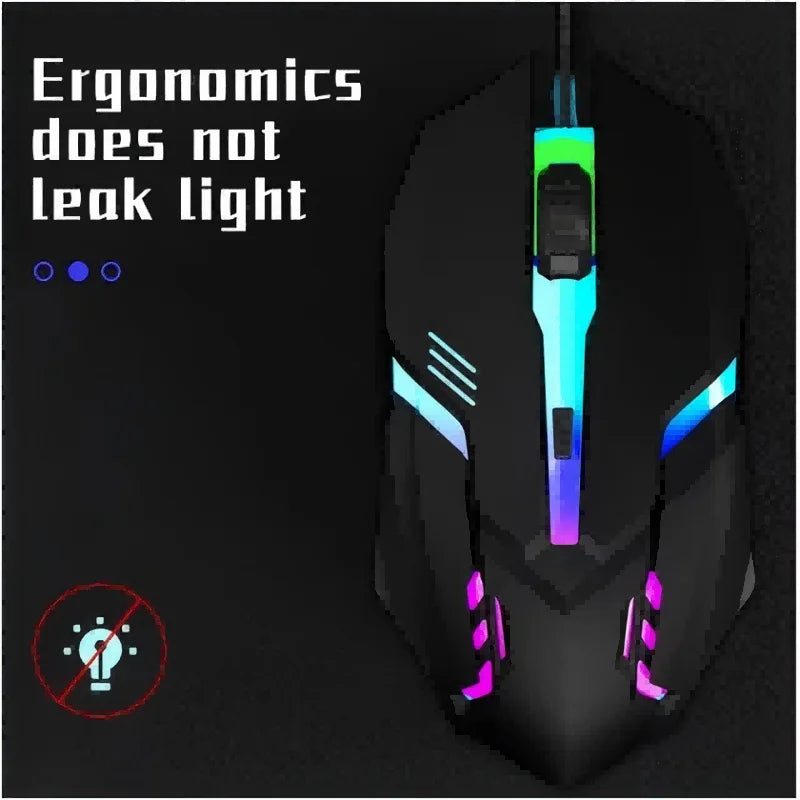 Mouse Gamer Ergonómico Retroiluminado RGB Con Cable USB