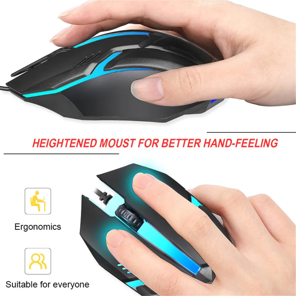 Mouse Gamer Cableado 5000 DPI Silencioso Con Luces Para PC Laptop
