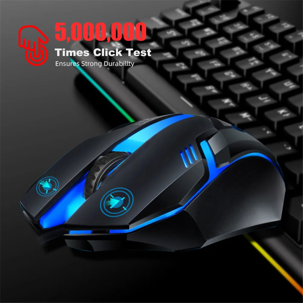 Mouse Gamer Cableado 5000 DPI Silencioso Con Luces Para PC Laptop