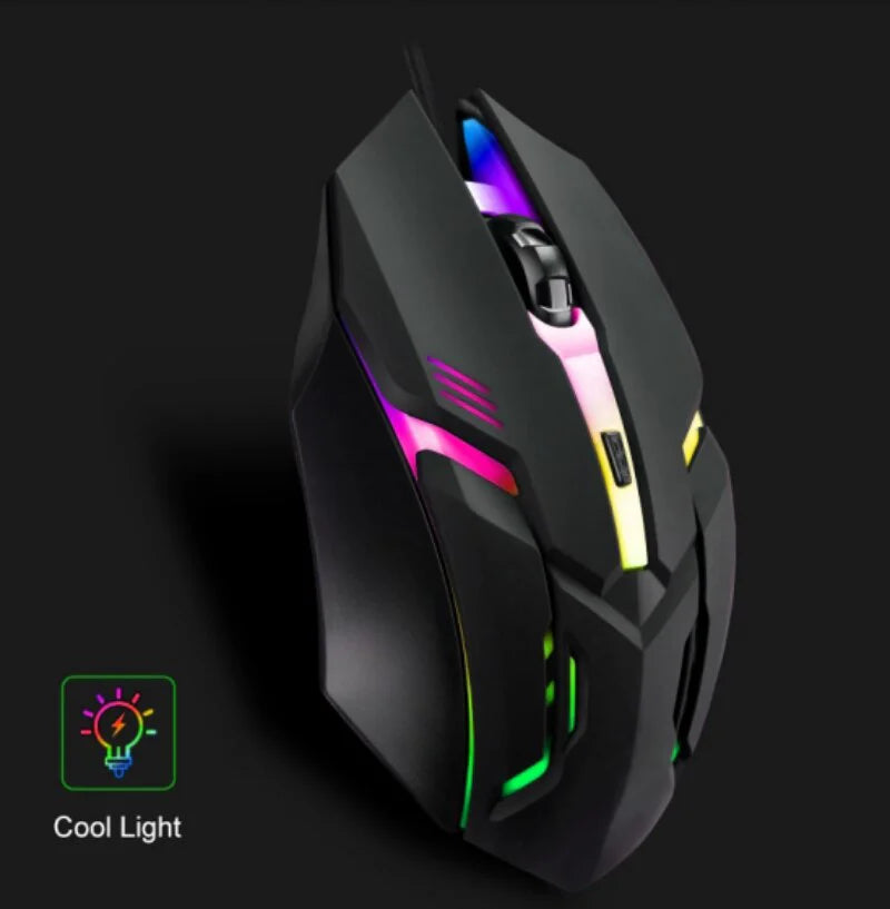 Mouse Gamer Ergonómico Retroiluminado RGB Con Cable USB